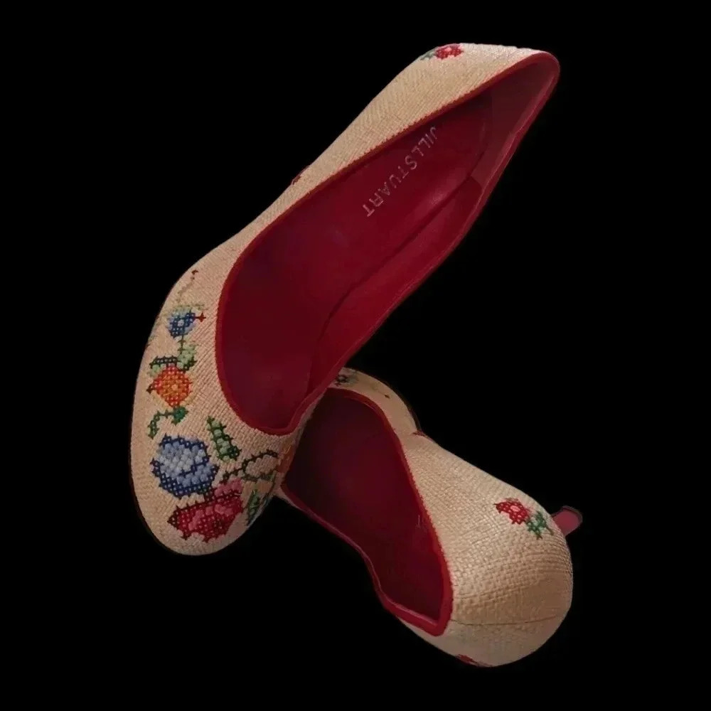 Jill stuart wicker embroidered high heel 9B - Picture 5 of 15